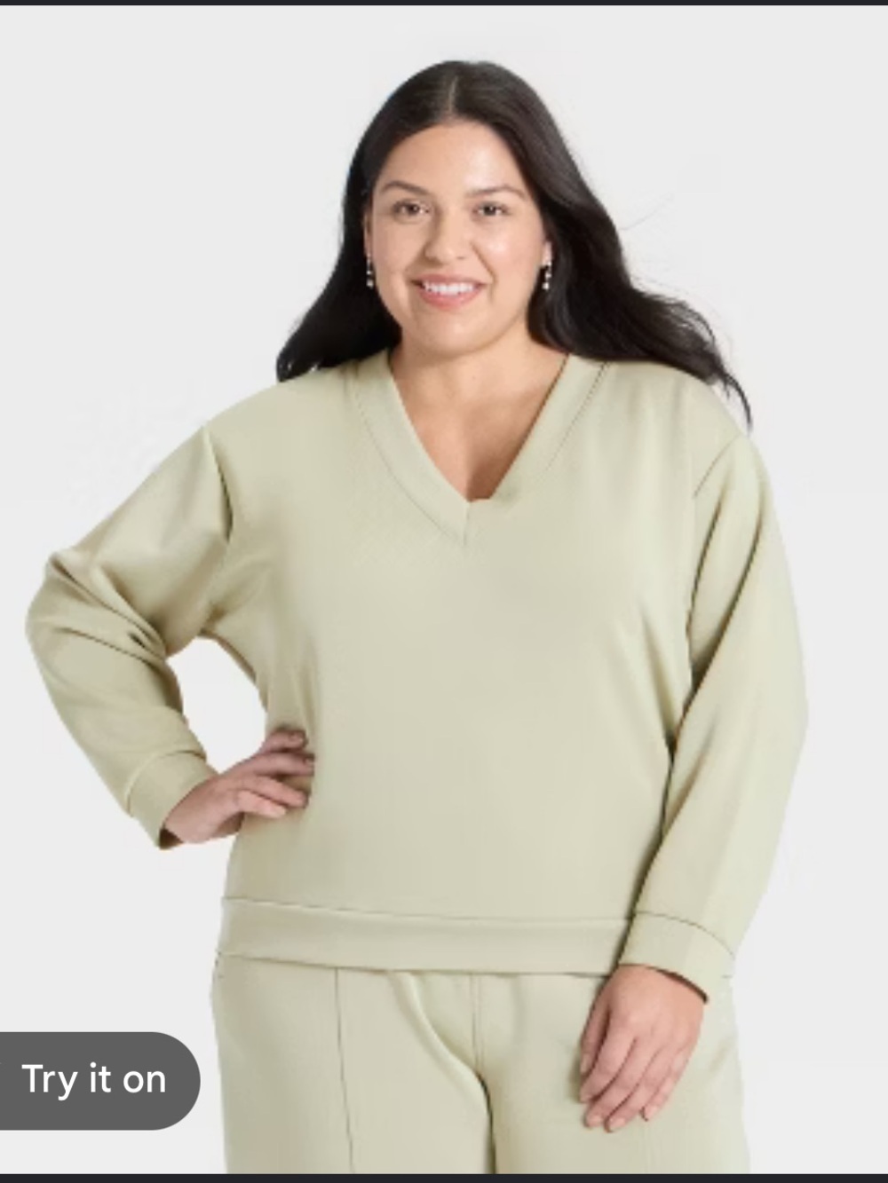 Women Sandwash Sweatshirt - A New Day Light Sage Green XL